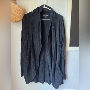 Barefoot Dreams‎ CozyChic Lite Island Wrap Black Fuzzy Open Cardigan